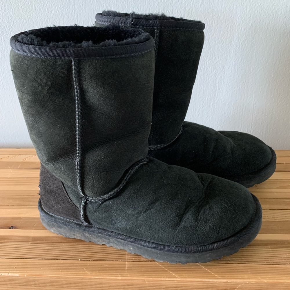 UGG Black Suede Boots with Shearling